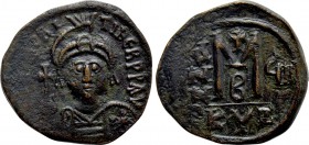 MAURICE TIBERIUS (582-602). Follis. Cyzicus. Dated RY 8 (590/1).