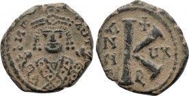 MAURICE TIBERIUS (582-602). Half Follis. Theoupolis (Antioch). Dated RY 15 (597/8).