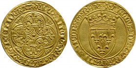 FRANCE. Charles VI le Bien-Aimé/le Fol (1380-1422). GOLD Écu d’or à la couronne.
