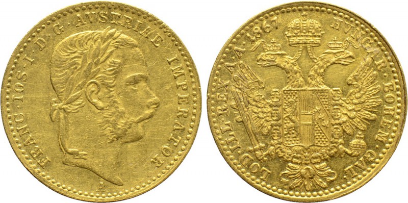 AUSTRIA. Franz Josef I (1848-1916). GOLD Ducat (1867-A). Wien (Vienna). 

Obv:...