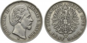 GERMANY. Bayern. Ludwig II (1864-1886). 5 Mark (1876-D). München.