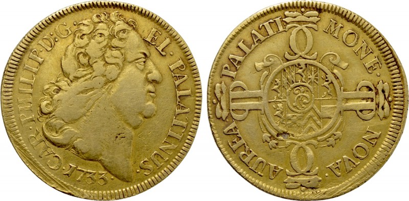 GERMANY. Pfalz-Sulzbach. Karl Philipp (1716-1742). GOLD Karolin (1733). Heidelbe...