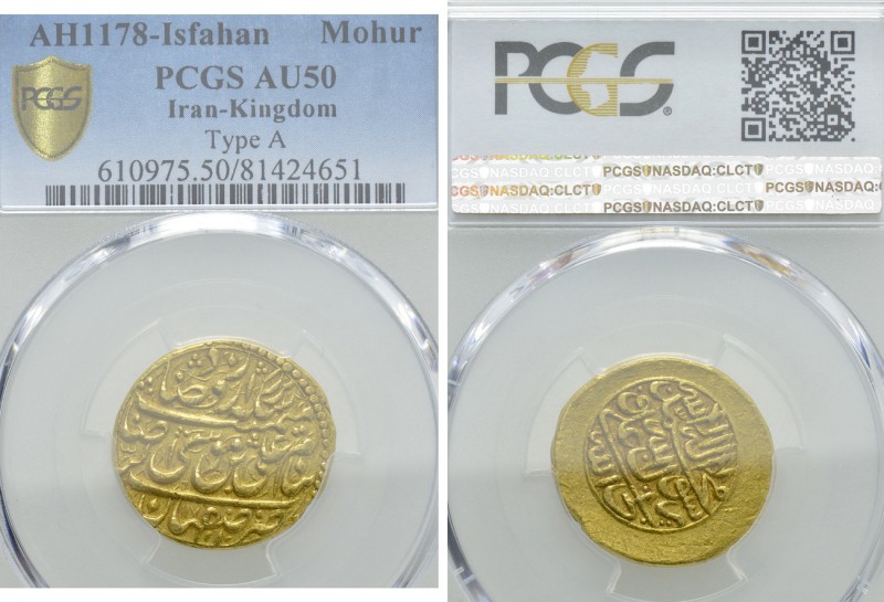 IRAN. Qajars. Muhammad Hasan Khan (AH 1163-1172 / 1750-1759 AD). GOLD Mohur. Isf...