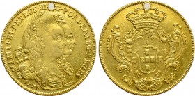 PORTUGAL. Pedro III and Maria I (1777-1786). GOLD Peça or 6400 Reís (1778).