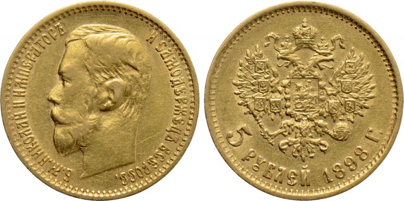 RUSSIA. Nicholas II (1894-1917). GOLD 5 Roubles (1898-AΓ). St. Petersburg. 

O...