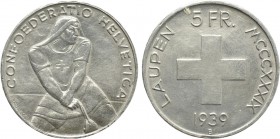 SWITZERLAND. 5 Francs (1939-B). Commemorating the 600th Anniversary of the Battle of Laupen.