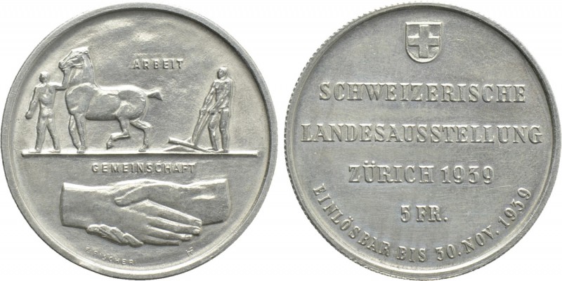 SWITZERLAND. 5 Francs (1939-B). Le Locle. Commemorating the Zürich Exposition. ...