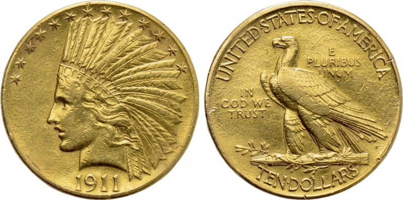UNITED STATES. GOLD Eagle - Ten Dollars (1911). Philadelphia. 

Obv: Female he...
