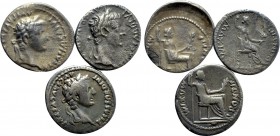 3 Denari of Augustus and Tiberius.