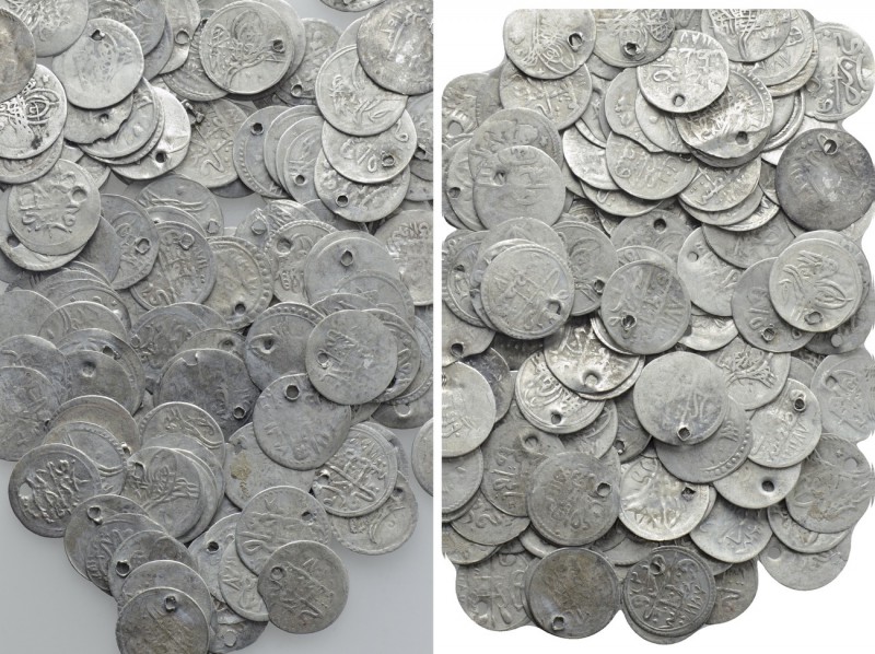 150 Ottoman coins. 

Obv: .
Rev: .

. 

Condition: See picture.

Weight...
