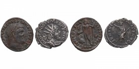 266 d.C. Constantino I y Póstumo. Lote de 2 monedas: Follis y Antoniniano. Ae. POSTUMO. Antoniniano. . Treveri. (RIC 329).
 
 . MBC. Est.20.