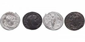 311-337 d. y 313 d.C. . Gordiano III y Licinio I. Roma y Heraclea. Lote de 2 monedas. Antoniniano y Follis. Ae. /IOVI CONSERVATORI AVGG. Genio en pie ...