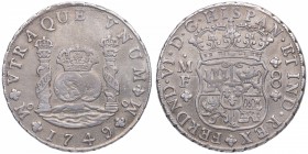 1749. Fernando VI (1746-1759). Mexico. 8 Reales. JB. Ag. Preciosa pátina. EBC+. Est.500.