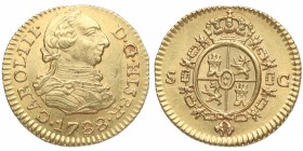 1788. Carlos III (1759-1788). Sevilla. 1/2 Escudo. c. Au. EBC / EBC+. Est.300.