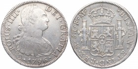 1796. Carlos IV (1788-1808). México. 8 Reales. FM. Ag. MBC+. Est.85.