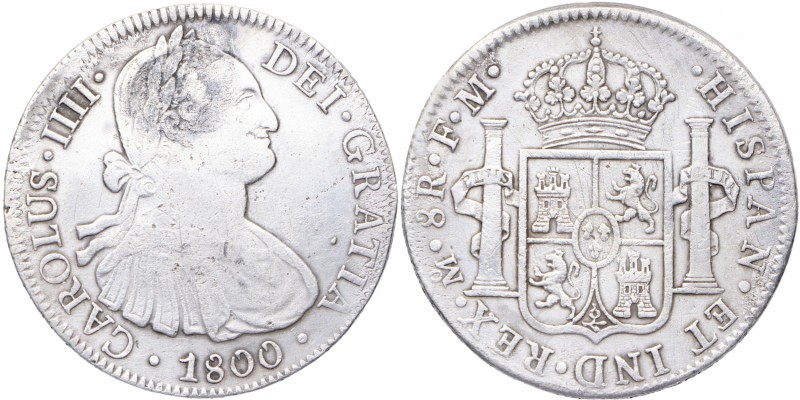1800. Carlos IV (1788-1808). México. 8 Reales. FM. Ag. Oxidaciones Marinas. MBC....