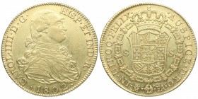 1802. Carlos IV (1788-1808). Madrid. 8 Escudos. FA. Au. EBC+. Est.2200.