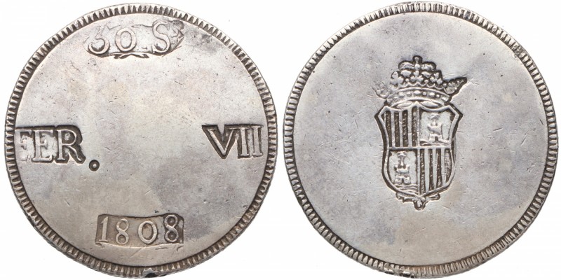 1808. Fernando VII (1808-1833). Palma de Mallorca. 30 Sous. MUY ESCASA. MBC+. Es...