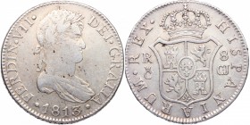 1813. Fernando VII (1808-1833). Cadiz. 8 Reales. CJ. ESCASA. MBC+. Est.200.