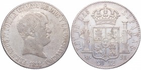 1822. Fernando VII (1808-1833). Madrid. 20 Reales. ESCASA. MBC+. Est.200.