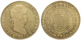 1820. Fernando VII (1808-1833). Madrid. 4 escudos. A&C 1716. Au. 13,46 g. Bella. Brillo original. SC- / SC. Est.1000.