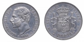 1882*82. Alfonso XII (1874-1885). Madrid. 2 pesetas. MSM. Ag. EBC-. Est.100.