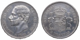 1883*83. Alfonso XII (1874-1885). Madrid. 5 pesetas. MSM. Ag. EBC-. Est.100.