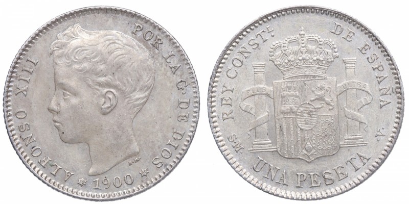 1900*00. Alfonso XIII (1886-1931). Madrid. 1 Peseta. Ag. EBC+. Est.40.