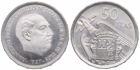 1957*74. Franco (1939-1975). 50 pesetas. Cu-Ni. PROOF. Est.60.