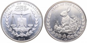 2011. Somalia. 1000 shillings (1 onza de plata). Ag. Encapsulada. PROOF. Est.70.