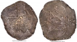 João IV Counterstamped 480 Reis ND (1643) Fine Details (Damaged) NGC, KM4, LMB-008. 28.10gm. Type I crowned "480" countermark (XF Standard), struck on...