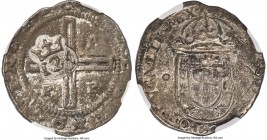 Alfonso VI Counterstamped 125 Reis ND (1663) VF Details (Saltwater Damage) NGC, KM30, LMB-64, Gomes-10.04. Type IV crowned "125" countermark (UNC Stro...