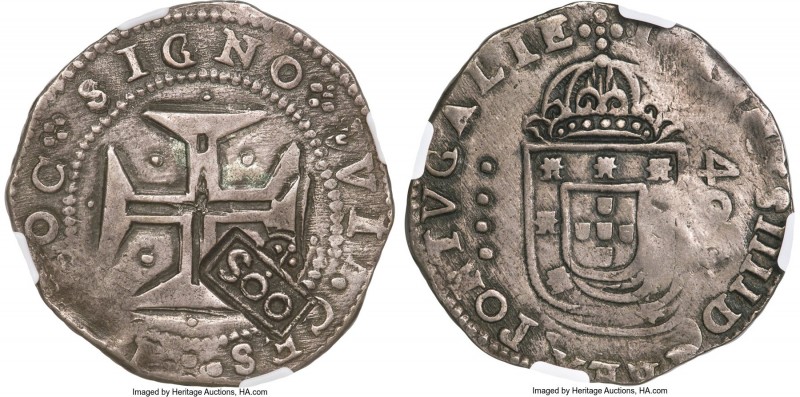 Alfonso VI Counterstamped 500 Reis ND (1663) XF45 NGC, KM438.1, LMB-28, Gomes-44...