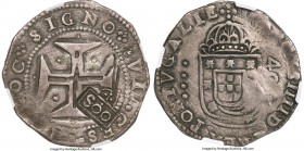 Alfonso VI Counterstamped 500 Reis ND (1663) XF45 NGC, KM438.1, LMB-28, Gomes-44.02. Type IV crowned "S00" counterstamp (AU Standard), struck on a Por...