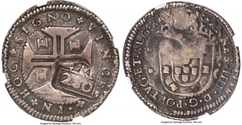 Pedro II Counterstamped 250 Reis ND (1688) VF30 NGC, KM33.1, LMB-100, Gomes-103....