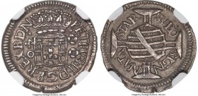 Pedro II 40 Reis ND (1699)-(R) AU55 NGC, Rio de Janeiro mint, KM86.1, LMB-130. Sharply defined throughout the designs, owing to a firm strike, with an...