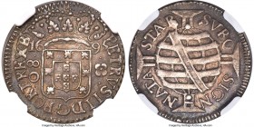 Pedro II 80 Reis 1695-(B) AU55 NGC, Bahia mint, KM77, LMB-115, Bentes-85.01. A notoriously difficult issue in an uncommon condition, with so many of t...