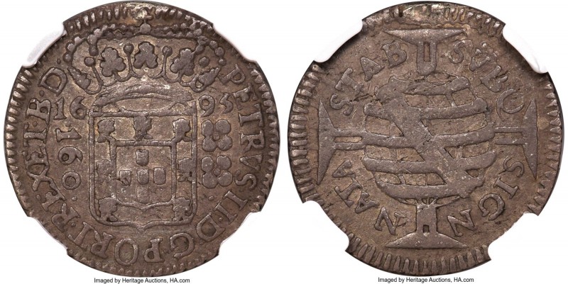 Pedro II 160 Reis 1695-(B) XF Details (Mount Removed) NGC, Bahia mint, KM79.1, L...