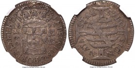 Pedro II 160 Reis 1695-(B) XF Details (Mount Removed) NGC, Bahia mint, KM79.1, LMB-109. Large crown variety. Honest, gentle wear pervades the soft ash...