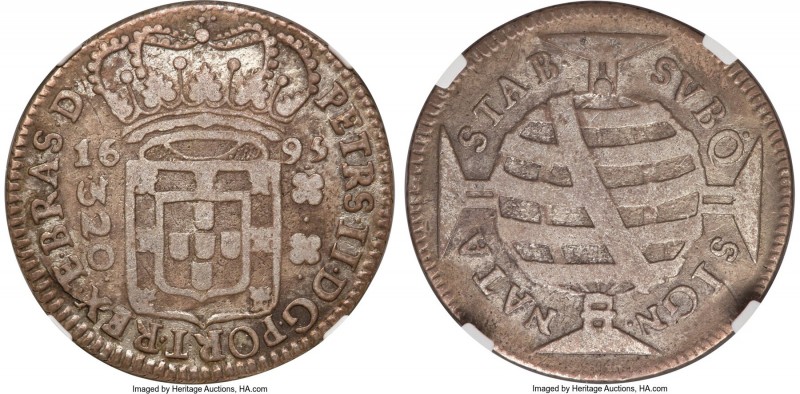 Pedro II 320 Reis 1695-(B) VF20 NGC, Bahia mint, KM81.2, LMB-111b. Large Crown, ...