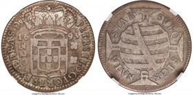 Pedro II 320 Reis 1695-(B) VF20 NGC, Bahia mint, KM81.2, LMB-111b. Large Crown, "PETRS" variety. The scarcer variety of the issue, with the spelling P...
