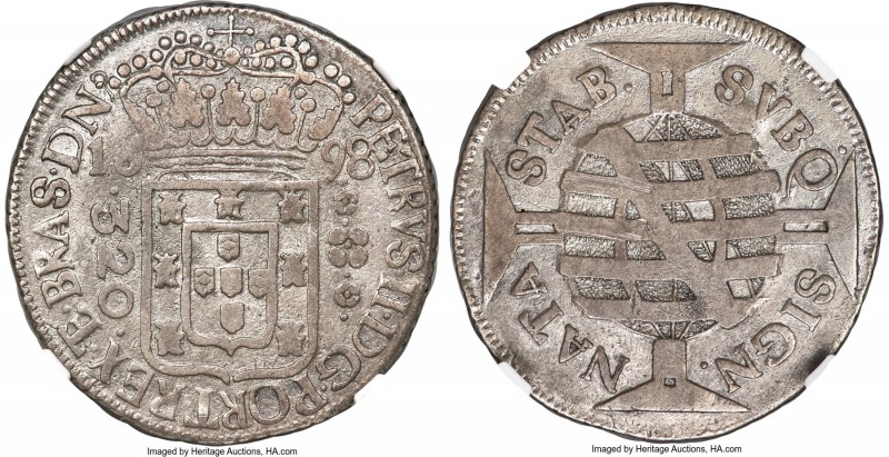 Pedro II 320 Reis 1698-(B) VF Details (Environmental Damage) NGC, Bahia mint, KM...
