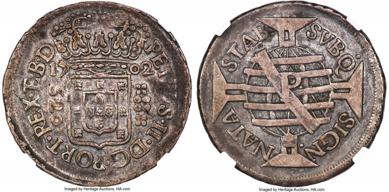 Pedro II 320 Reis 1702-P VF35 NGC, Pernambuco mint, KM89.2, LMB-146, Bentes-79.0...
