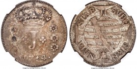 Jose I 300 Reis 1754-R XF Details (Obverse Scratched) NGC, Rio de Janeiro mint, KM186, LMB-261. Moderately worn with an attractive pewter- and pearl-g...