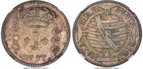 Jose I 300 Reis 1757-R AU58 NGC, Rio de Janeiro mint, KM186, LMB-264. At the cusp of Mint State condition, with a slightly softer strike yielding an a...