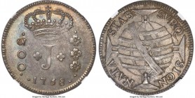 Jose I 300 Reis 1758-R MS61 NGC, Rio de Janeiro mint, KM186, LMB-265. Extremely scarce in Mint State condition, and the only such example we have enco...
