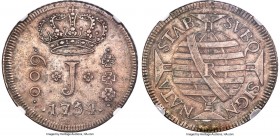 Jose I 600 Reis 1754-R AU Details (Tooled) NGC, Rio de Janeiro mint, KM187, LMB-273. A particularly attractive representative imbued with an allover m...