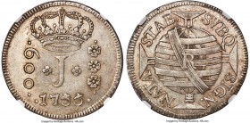 Jose I 600 Reis 1755-R AU58 NGC, Rio de Janeiro mint, KM187, LMB-274. A pleasing "J" series example on the cusp of Mint State with minimal evidence of...