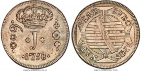 Jose I 600 Reis 1758-B XF (Altered Surfaces), Bahia mint, KM179, LMB-227. 17.18gm. A later date in the series, more often found counterstamped during ...