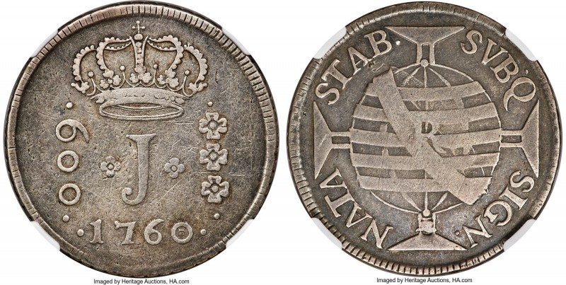 Jose I 600 Reis 1760/58-R VF Details (Cleaned) NGC, Rio de Janeiro mint, KM187, ...